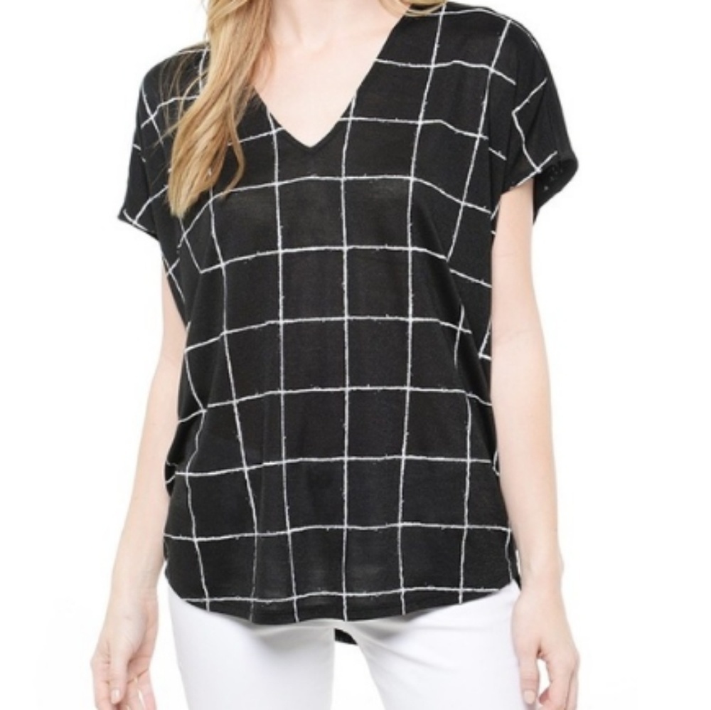 Vince Black Windowpane Tee